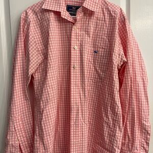 Vineyard Vines Men's Coral Gingham Shirt Size Medium
